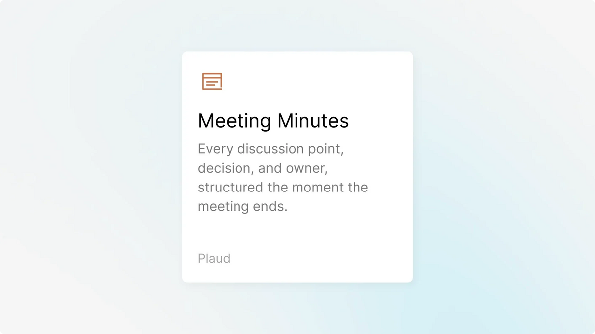 Plaud for Meeting minutes templates user interface screen.