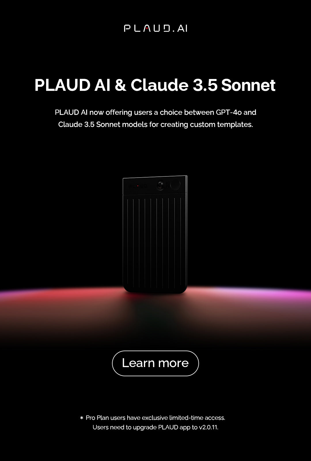 宣佈 Anthropic 的 Claude 3.5 Sonnet 上線 PLAUD AI