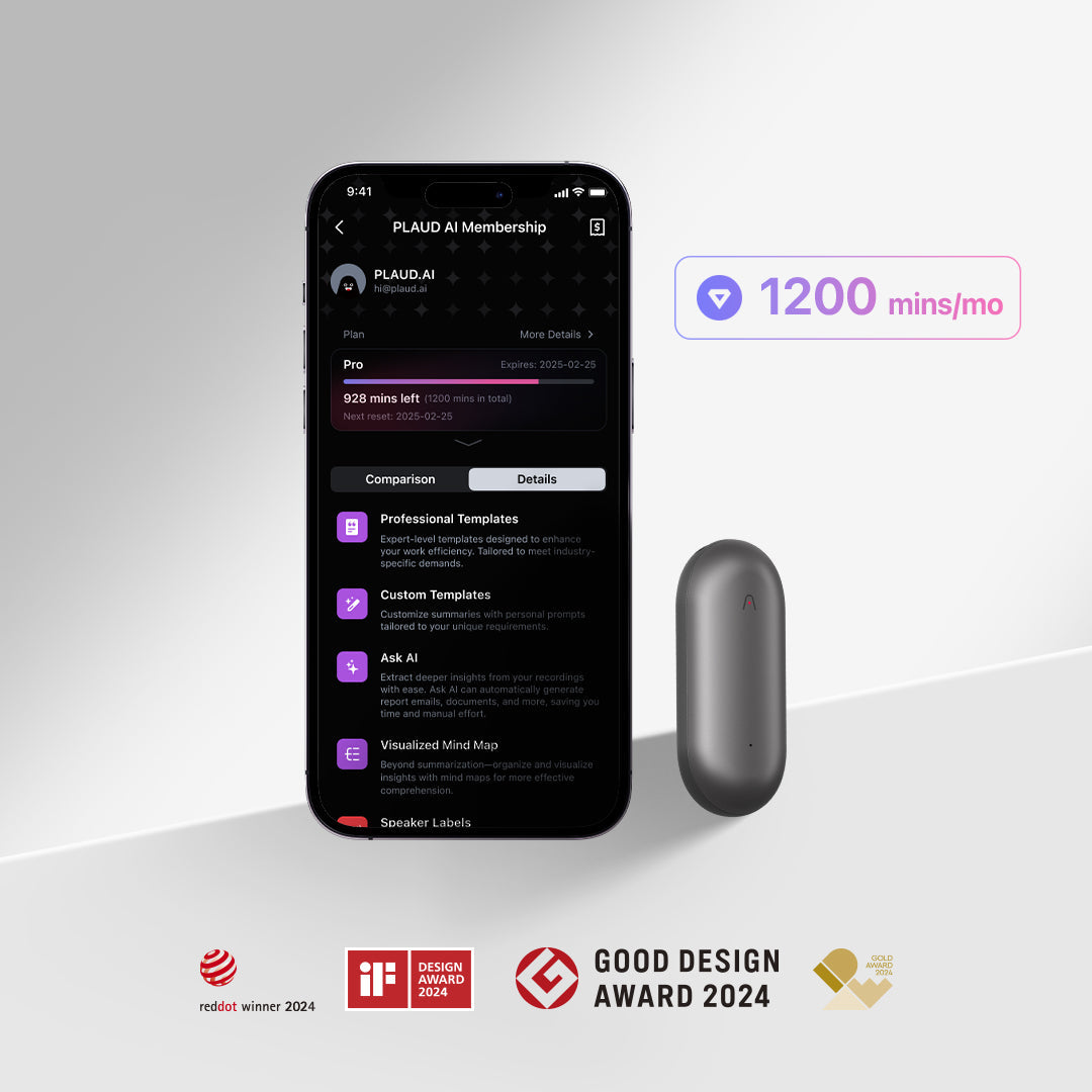 PLAUD NotePin 與 AI 年度專業版方案 - PLAUD TW