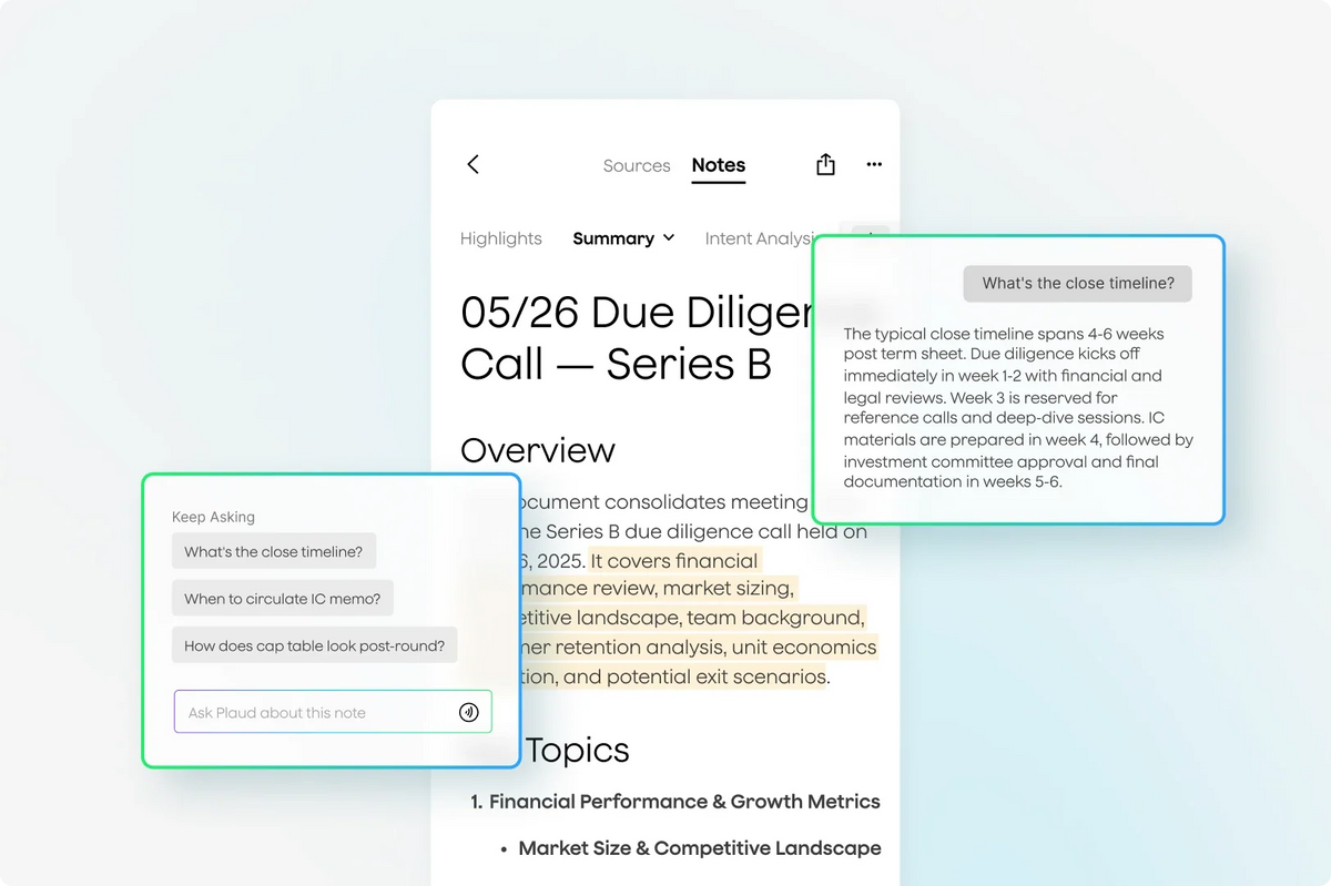 Plaud for Finance Knowledge summary user interface screen.