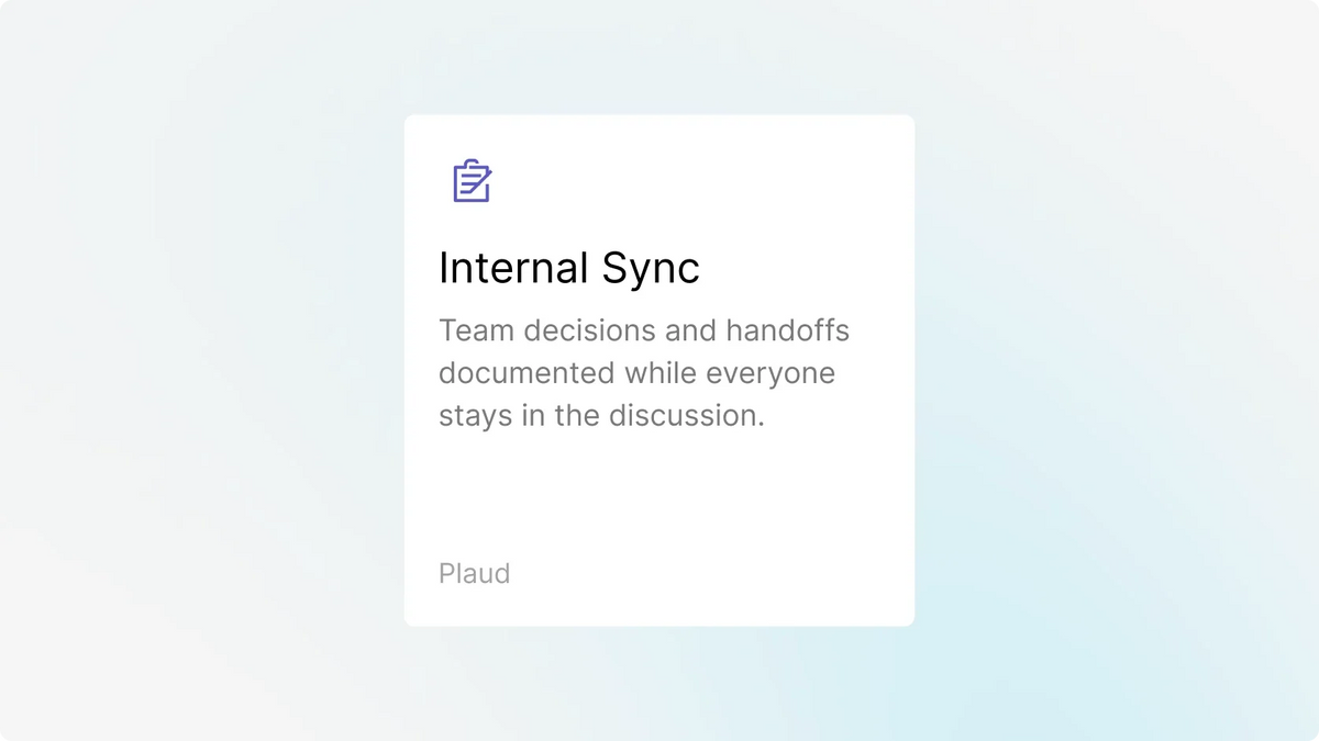 Plaud for Internal Sync templates user interface screen.