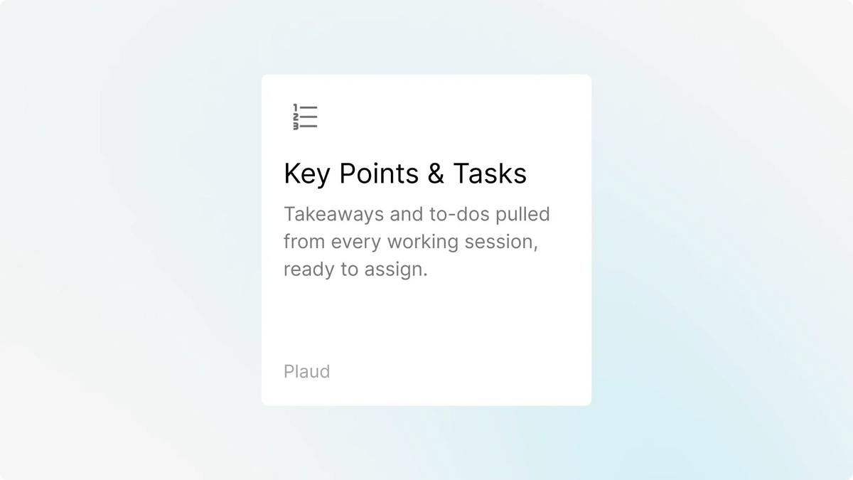 Plaud for Key Points and tasks templates user interface screen.